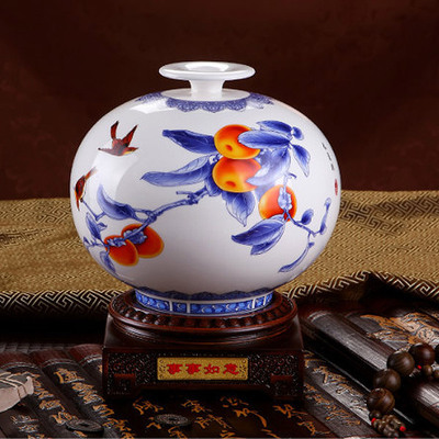 【深圳陶瓷花瓶批发! 事事如意天地方圆瓶高档青花瓷花瓶纪念品定制】价格,厂家,图片,陶瓷工艺品,深圳市经典印象电子商务-