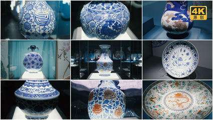 博物馆瓷器青花瓷官窑_3840X2160_高清视频素材下载(编号:7493519)_实拍视频
