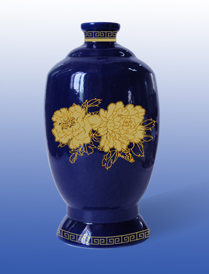 【供应陶瓷酒瓶 500ML蓝釉牡丹花酒瓶(图)】价格,厂家,图片,酒类包装,福建省德化县同兴瓷厂-