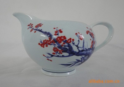 【批发零售礼品茶具陶瓷茶具青瓷线条茶具五彩梅花茶海 公道杯 茶盅】价格,厂家,图片,其他茶具,天原陶瓷-