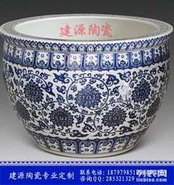图 定做陶瓷小缸价格 手绘青花瓷荷花缸 陶瓷缸厂家 北京礼品