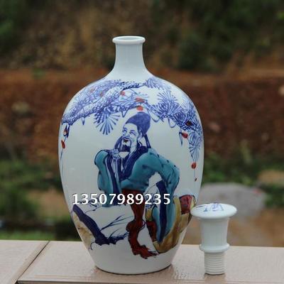 【景德镇陶瓷泡酒瓶 10斤装手绘太白醉洒酒坛子十斤装白酒缸送锁扣】价格,厂家,图片,陶瓷包装容器,景德镇金泰陶瓷-
